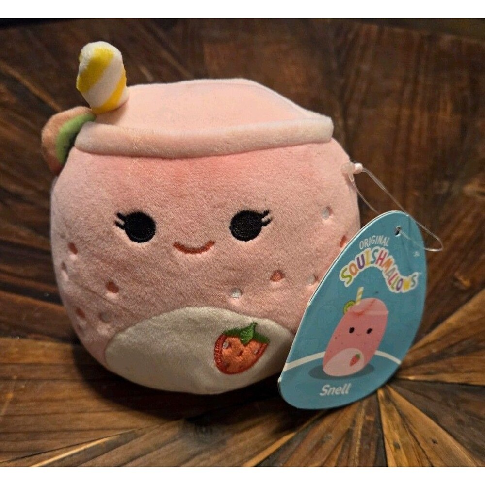 Squishmallows Snell the Strawberry Smoothie Plush Toy